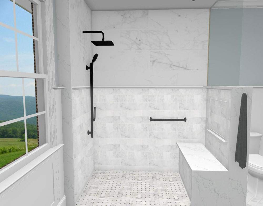 3D rendering of renovated shower