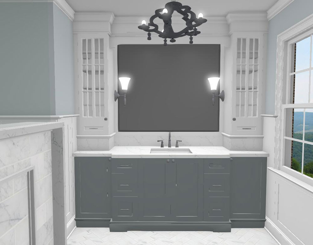 3D rendering of renovated bathroom vanity