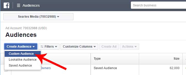 Create a custom audience on Facebook