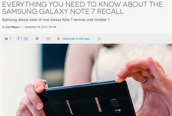 Galaxy Note 7 fire recall