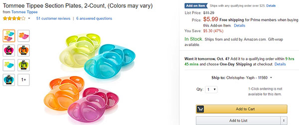 Tommee Tippee section plates on Amazon