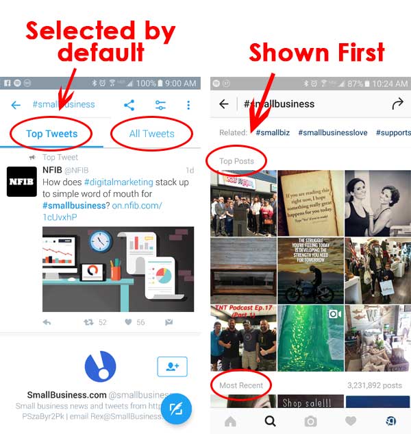 Twitter and Instagram curated feeds